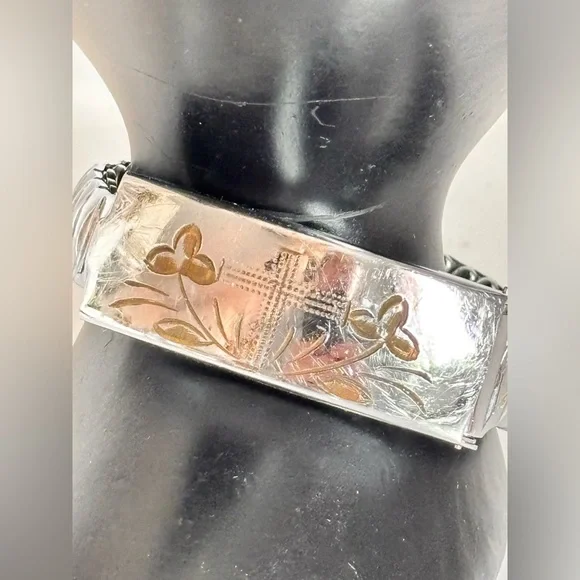 Vintage Expandable Secret Photo ID Silver Tone Bracelet - Picture 3 of 8